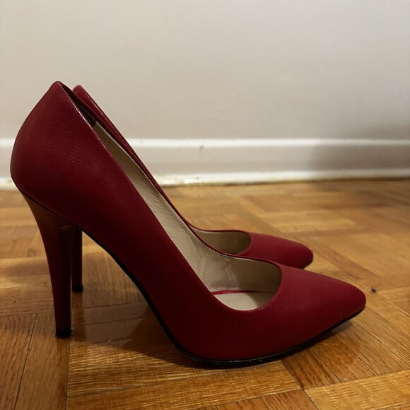 Red Leather High Heels - Picture 2 of 4
